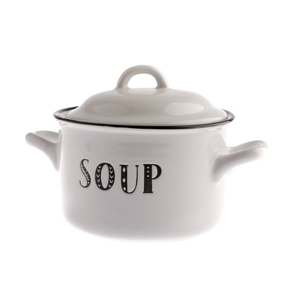 Bílý keramický hrnec s pokličkou 700 ml Soup – Dakls