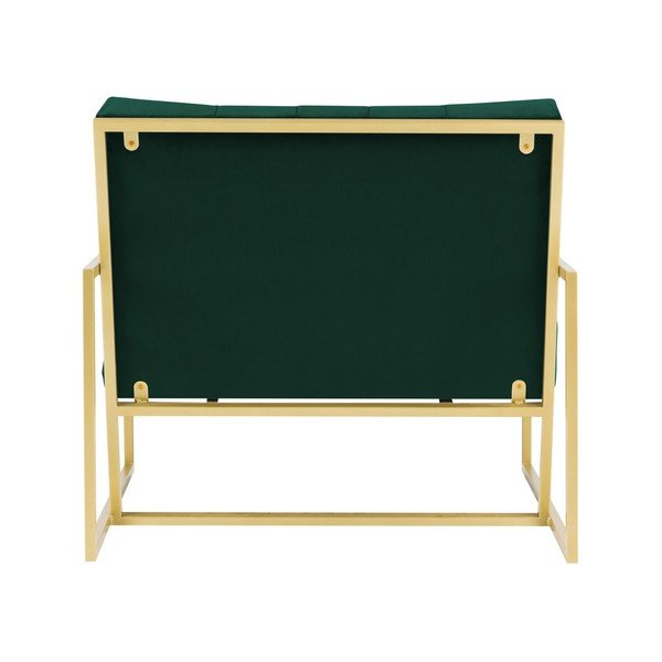 Zelené křeslo s konstrukcí ve zlaté barvě Mazzini Sofas Bono-image-4