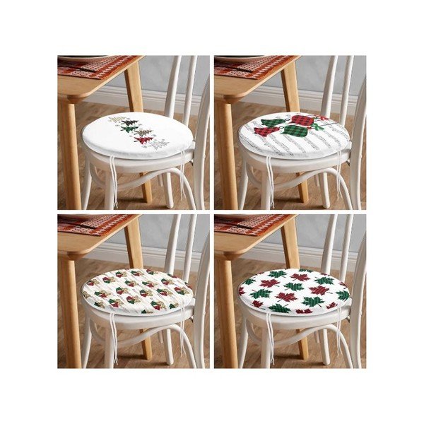 Podsedáky v sadě 4 ks s vánočním motivem ø 40 cm Tartan – Mila Home-image-4