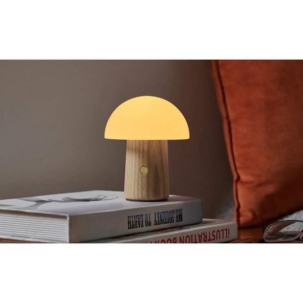 Stmívatelná stolní lampa v přírodní barvě se skleněným stínidlem (výška 13 cm) Alice – Gingko-image-1