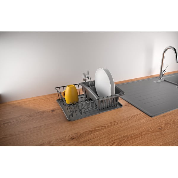 Antracitově šedý odkapávač z nerezové oceli Metaltex Aquatexplus Lava-image-1