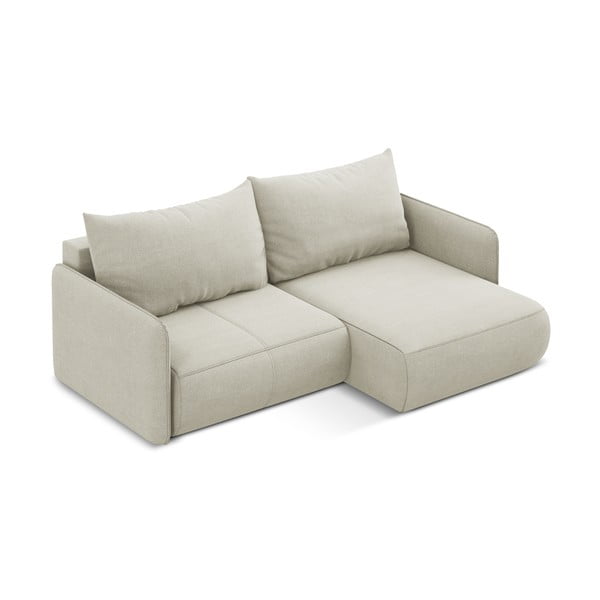 Krémová rozkládací/s úložným prostorem rohová pohovka (pravý roh) Nanea – Makamii-image-4