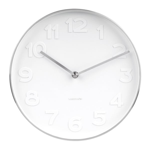 Nástěnné hodiny s detaily ve stříbrné barvě Karlsson Mr. White, ⌀ 28 cm