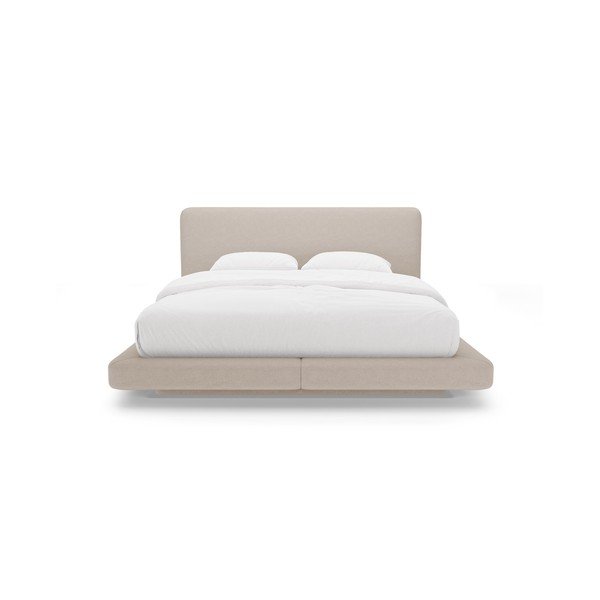 Světle hnědá čalouněná dvoulůžková postel 200x200 cm Linea – Micadoni -image-3