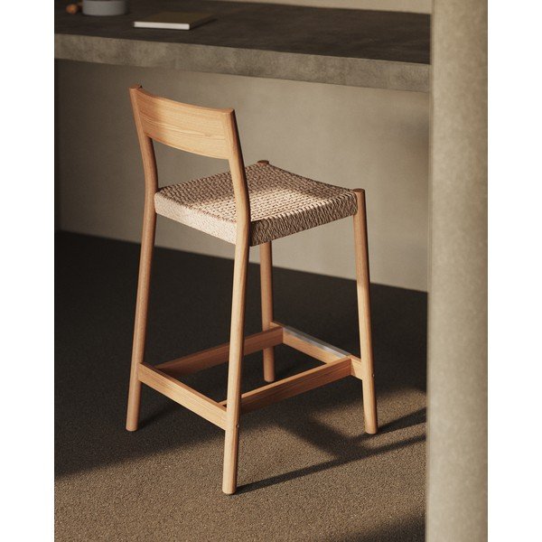 Barová židle z dubového dřeva v přírodní barvě (výška sedáku 65 cm) Yalia – Kave Home-image-1