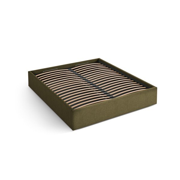 Zelená čalouněná dvoulůžková postel s úložným prostorem/bez čela s roštem 200x200 cm Susan – Micadoni 