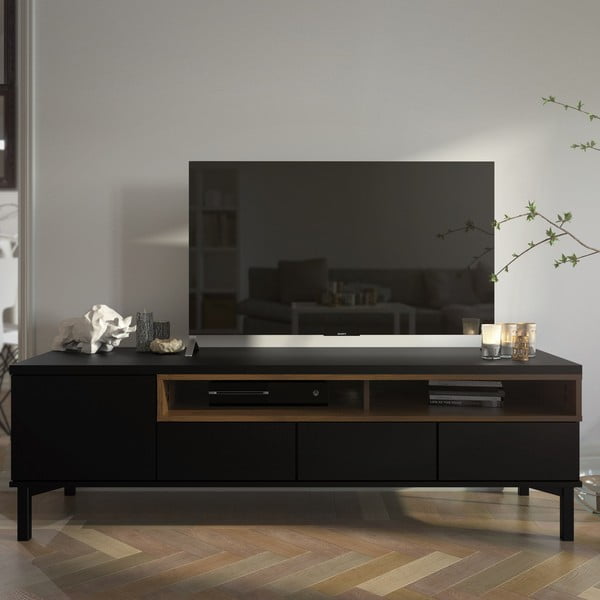 Černý TV stolek 156x48x48 cm Roomers – Tvilum-image-2