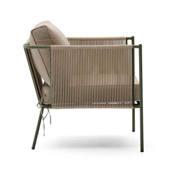 Zelené/béžové kovové zahradní křeslo Zivia – Kave Home-image-3