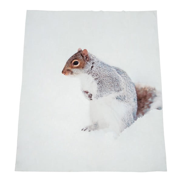 Bílá deka J-Line Squirrel, 130x160 cm