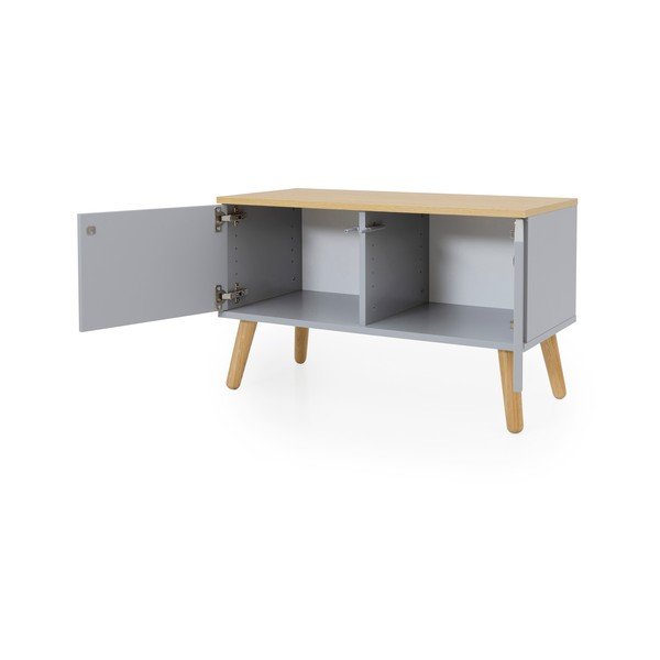 Šedá lavice s nohami z dubového dřeva Tenzo Dot-image-3