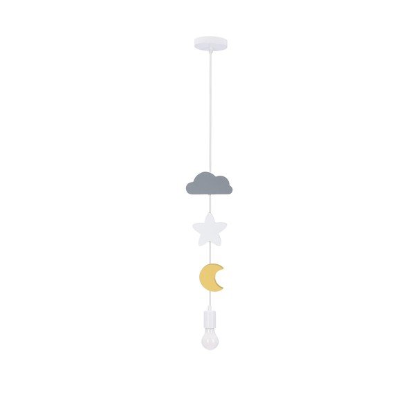 Žluto-světle modré závěsné svítidlo s textilním stínidlem Single – Candellux Lighting-image-1