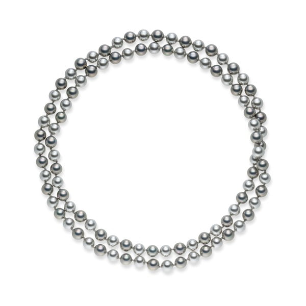 Stříbrnošedý perlový náhrdelník Pearls of London Mystic, délka 90 cm