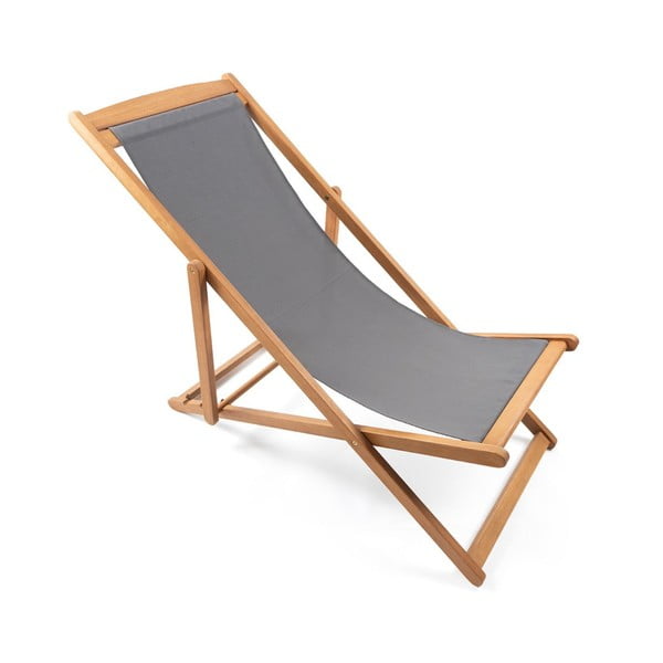Šedé skládací zahradní lehátko z akáciového dřeva Bonami Essentials Deck-image-3
