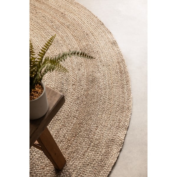 Šedobéžový oboustranný jutový kulatý koberec ø 140 cm Braided – Hanse Home-image-4