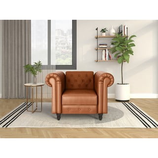 Koňakově hnědé křeslo chesterfield z imitace kůže Felix – Støraa