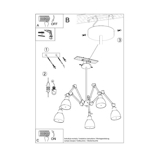 Černé závěsné svítidlo s kovovým stínidlem 70x70 cm Matilda Shade - Sollux-image-4