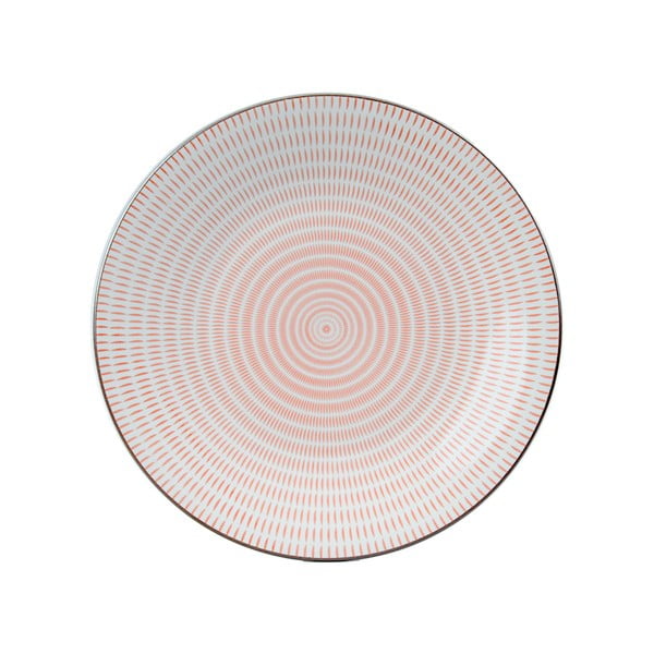 Porcelánový kulatý talíř Pink Stripe, 28 cm