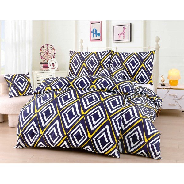 Tmavě modré 6dílné povlečení na jednolůžko z mikrosaténu 140x200 cm Dylan – My House