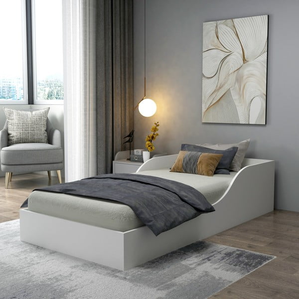 Bílá jednolůžková postel 90x190 cm Oya – Kalune Design-image-2