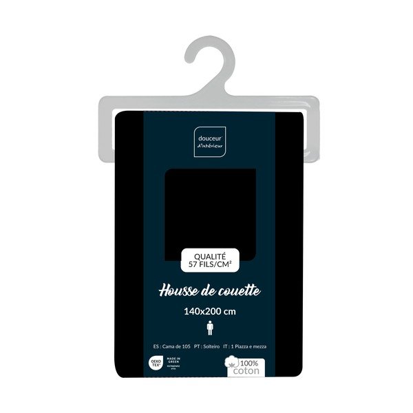 Černý bavlněný povlak na peřinu na jednolůžko 140x200 cm Lina – douceur d'intérieur-image-2