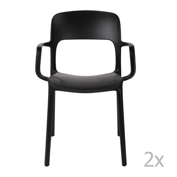 Sada 2 černých židlí s opěrkami D2 Flexi
