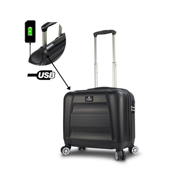 Černý cestovní kufr na kolečkách s USB portem My Valice COLORS LASSO Cabin Suitcase-image-1