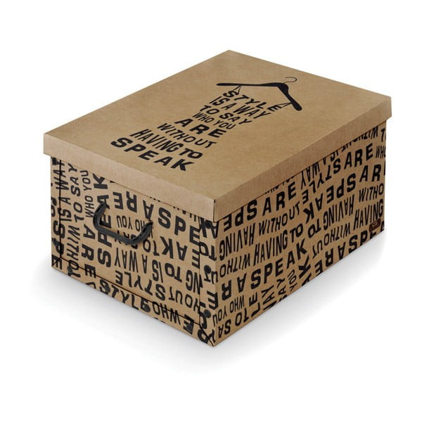 Hnědý úložný box s černými detaily Domopak Kraft, délka 50 cm