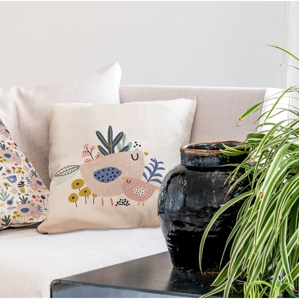 Polštář Butter Kings z bavlny Bird Family, 45 x 45 cm-image-1