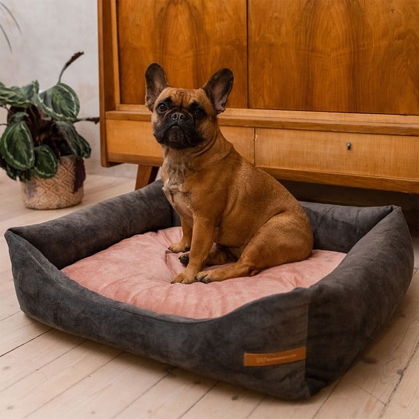 Růžovo-tmavě šedý pelíšek pro psa 75x85 cm SoftBED Eco L – Rexproduct-image-1