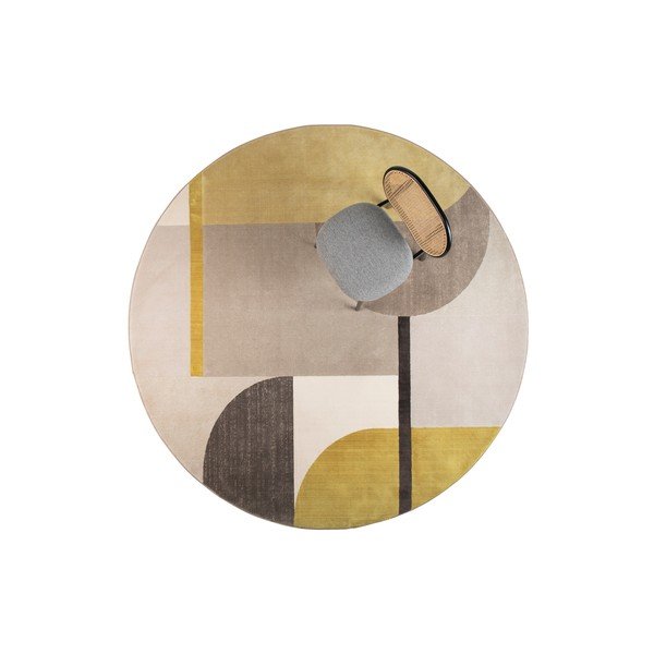 Žluto-šedý koberec Zuiver Hilton, ø 240 cm-image-3