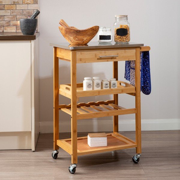 Bambusový servírovací stolek na kolečkách 41x58 cm Harlow – Premier Housewares-image-2