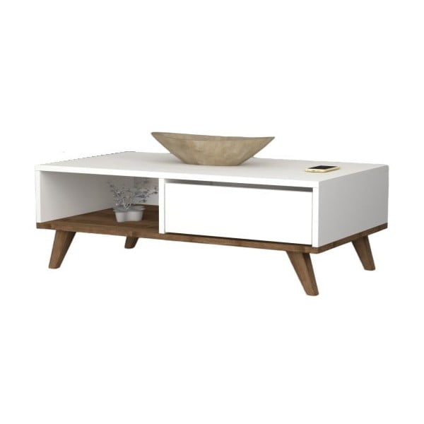 Bílý konferenční stolek v dekoru borovice 56x120 cm Mira – Gauge Concept