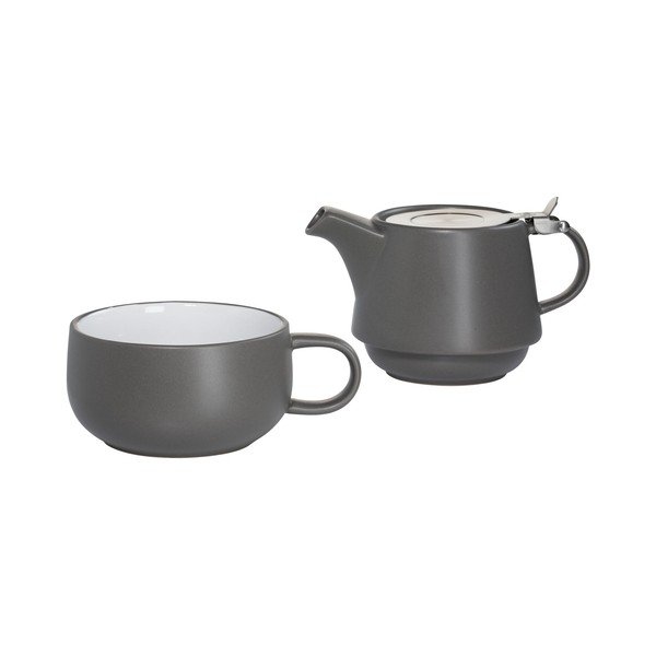Set tmavě šedého keramického šálku s konvicí Maxwell & Williams