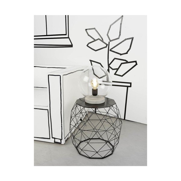 Šedá stolní lampa se skleněným stínidlem (výška 32 cm) Warsaw – it's about RoMi-image-1