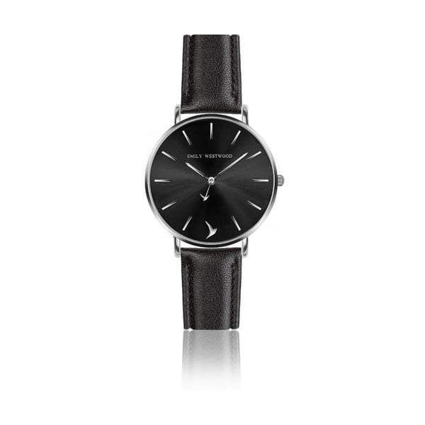 Dámské hodinky s černým páskem z pravé kůže Emily Westwood Claire