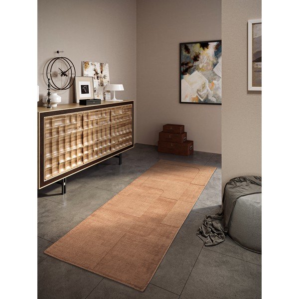 Hnědý ručně tkaný vlněný běhoun 80x250 cm Charlotte – Villeroy&Boch-image-1