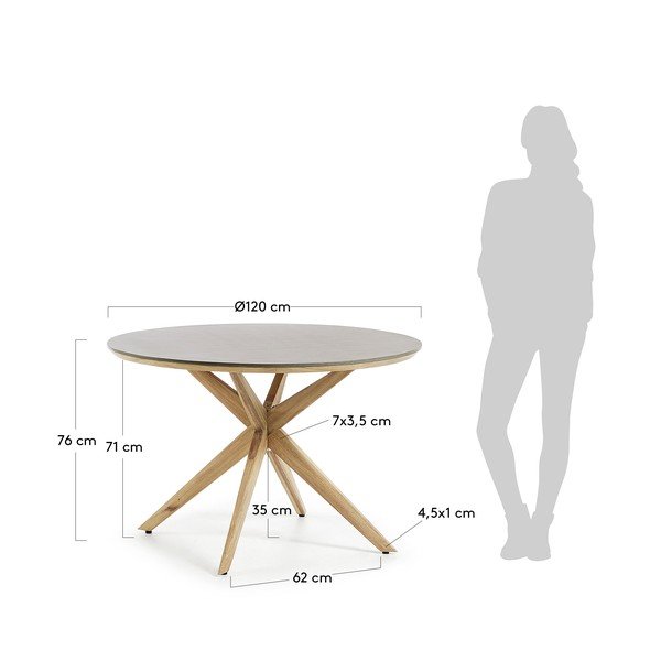 Jídelní stůl se světle šedou deskou Kave Home Glow, Ø 120 cm-image-4
