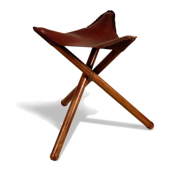 Kožená stolička z teakového dřeva Bluebone Livingstone