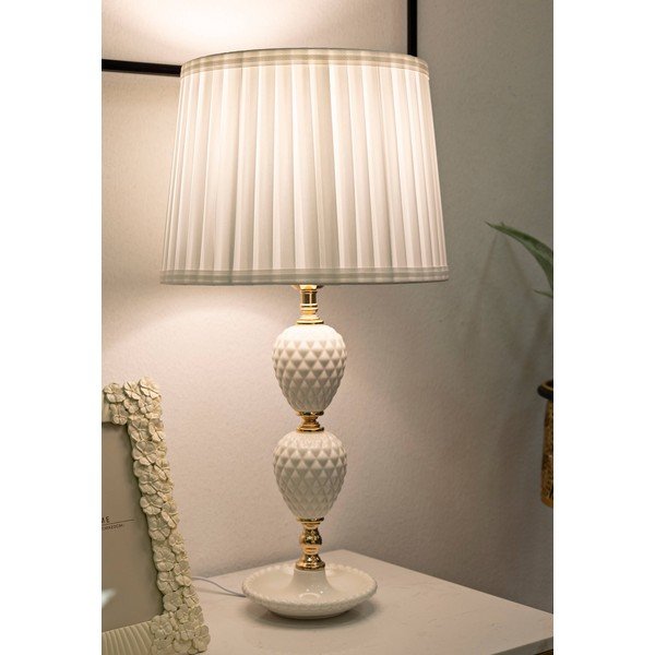 Bílá stolní lampa s textilním stínidlem (výška 57 cm) Torre – Mauro Ferretti-image-1