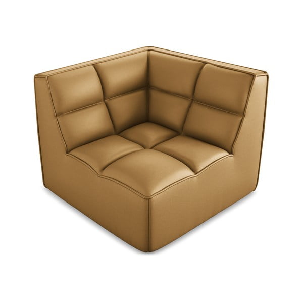 Koňakově hnědý modul pohovky z imitace kůže Kalai – Makamii-image-1