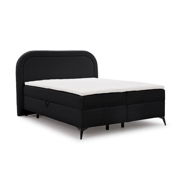 Černá boxspring postel s úložným prostorem 140x200 cm Ornes – Ropez