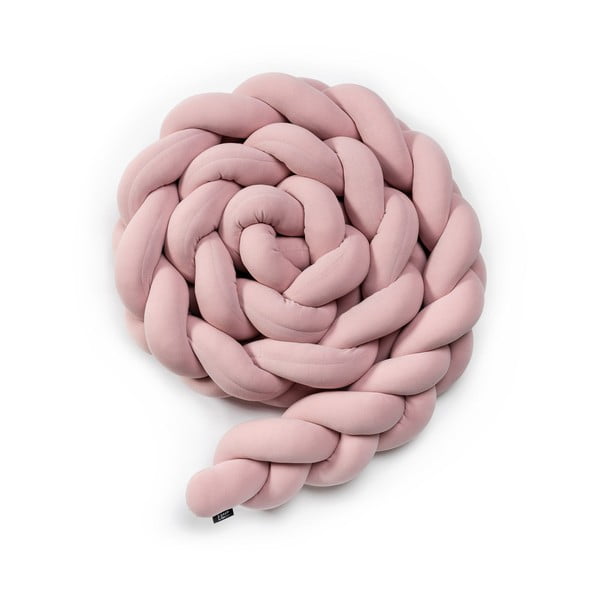 Růžový bavlněný pletený mantinel do postýlky ESECO, délka 180 cm