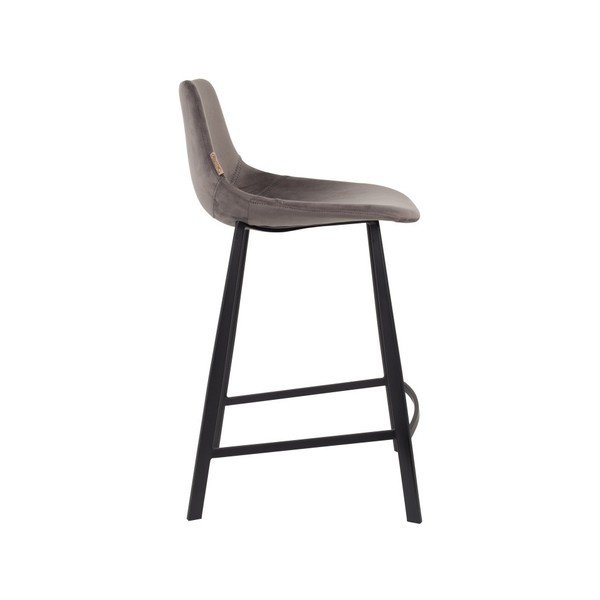 Sada 2 šedých barových židlí se sametovým potahem Dutchbone, výška 91 cm-image-3