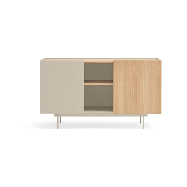 Nízká komoda v dekoru dubu v béžovo-přírodní barvě 130x78 cm Otto – Teulat