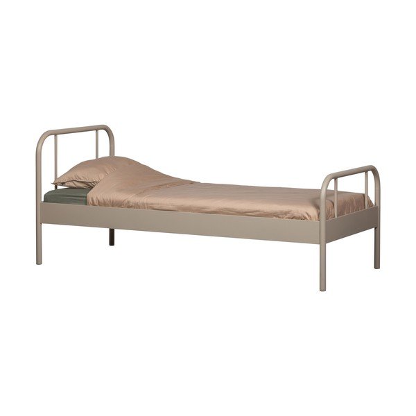 Béžová kovová jednolůžková postel s roštem 90x200 cm Mata – WOOOD