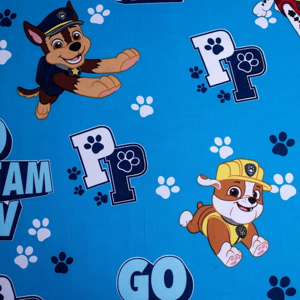 Modré napínací bavlněné dětské prostěradlo 90x200 cm Paw Patrol – Jerry Fabrics-image-1