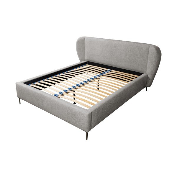 Světle šedá čalouněná dvoulůžková postel s roštem 180x200 cm Makana – Makamii-image-1
