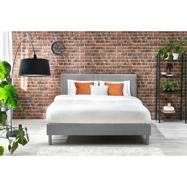 Šedá čalouněná dvoulůžková postel s roštem 180x200 cm Kerry – Bobochic Paris-image-3