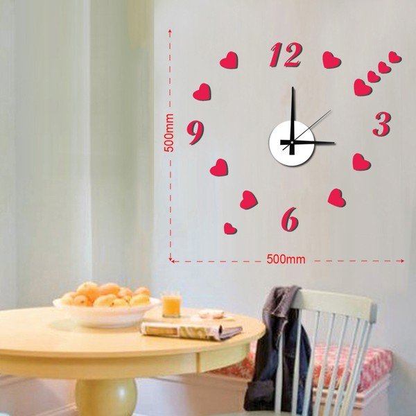 Nástěnné samolepicí hodiny Mauro Ferretti Hearts, ⌀ 50 cm-image-1