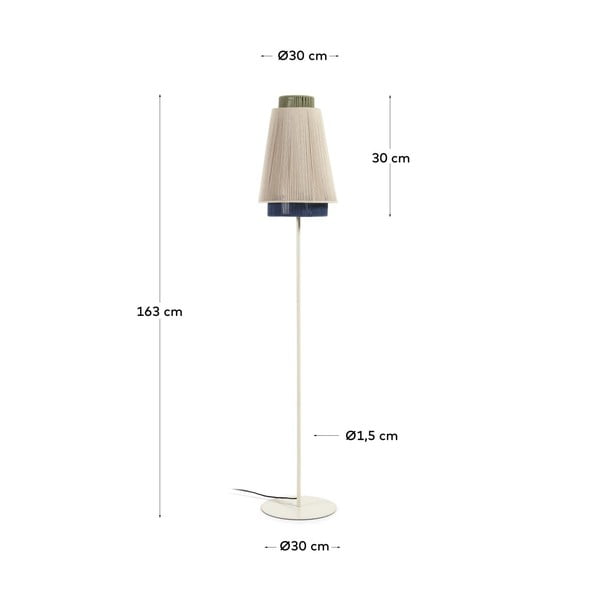 Stojací lampa s textilním stínidlem (výška 163 cm) Yuvia – Kave Home-image-3